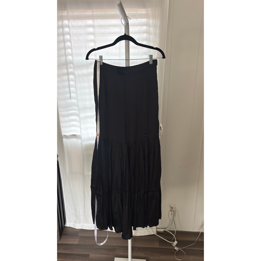 $445 NWT Sani Black Wide Leg Palazzo Pants Flare Tiered Ruffle Boho M - Picture 2 of 8